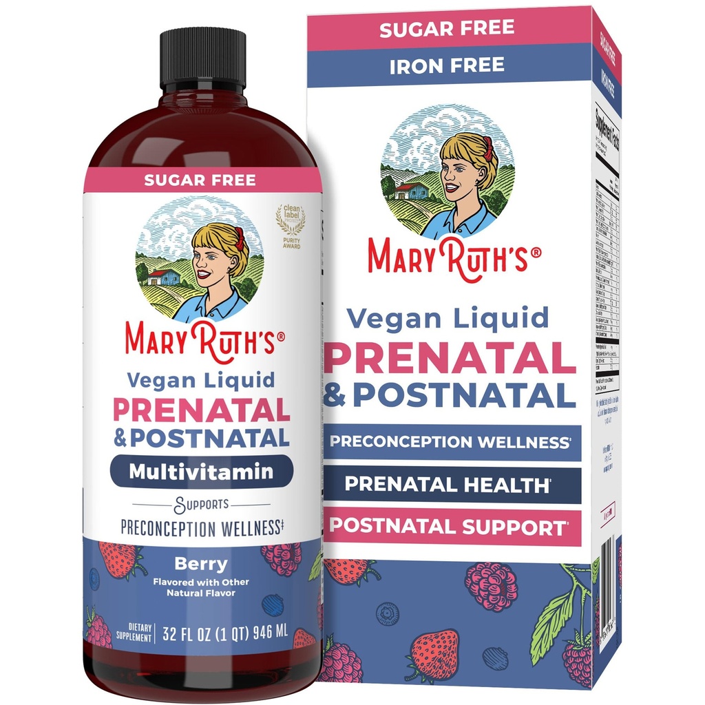 MaryRuth Orgânicos Pós-natal e Vitaminas pré-natais para as mulheres , livre de açúcar , mulheres multivitamin para pré-concepção, gravidez e enfermagem , Ginger , Selenium , folato , Vegan , Não-GMO , sem glúten , 32 oz