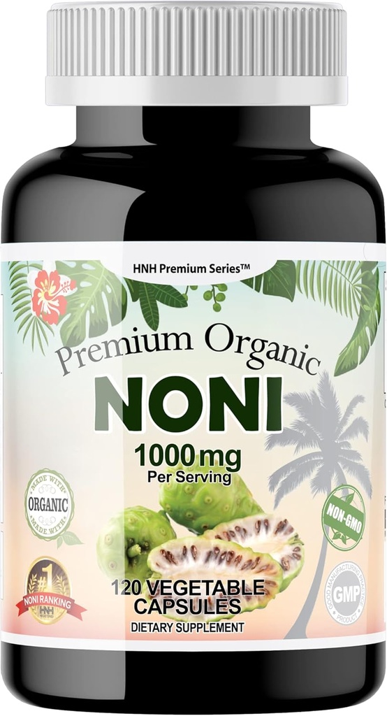 Dr.K&C HNHusa Premium Organic Noni 1000 mg 120 Veggie Cápsulas Poderosos Antioxidantes Puros Suporte Sistema imunológico Saúde geral Morinda Citrifolia Extract Vegan Non GMO No Filler Supplements