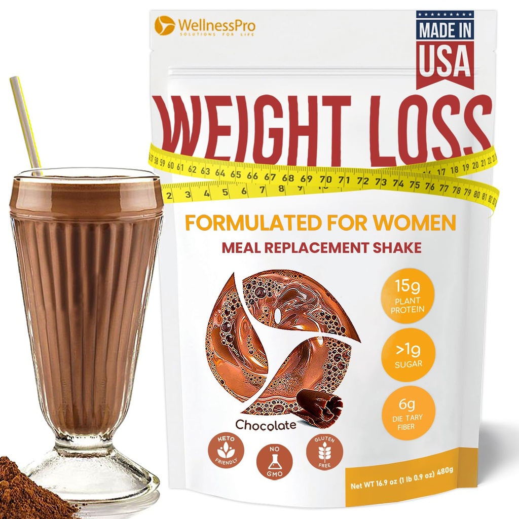Shake de substituição de refeições para mulheres com sabor de chocolate, Keto Friendly, Kosher Protein Powder, Pre & Probióticos para fácil digestão, Sem sucralose incluído, 16,9 Oz