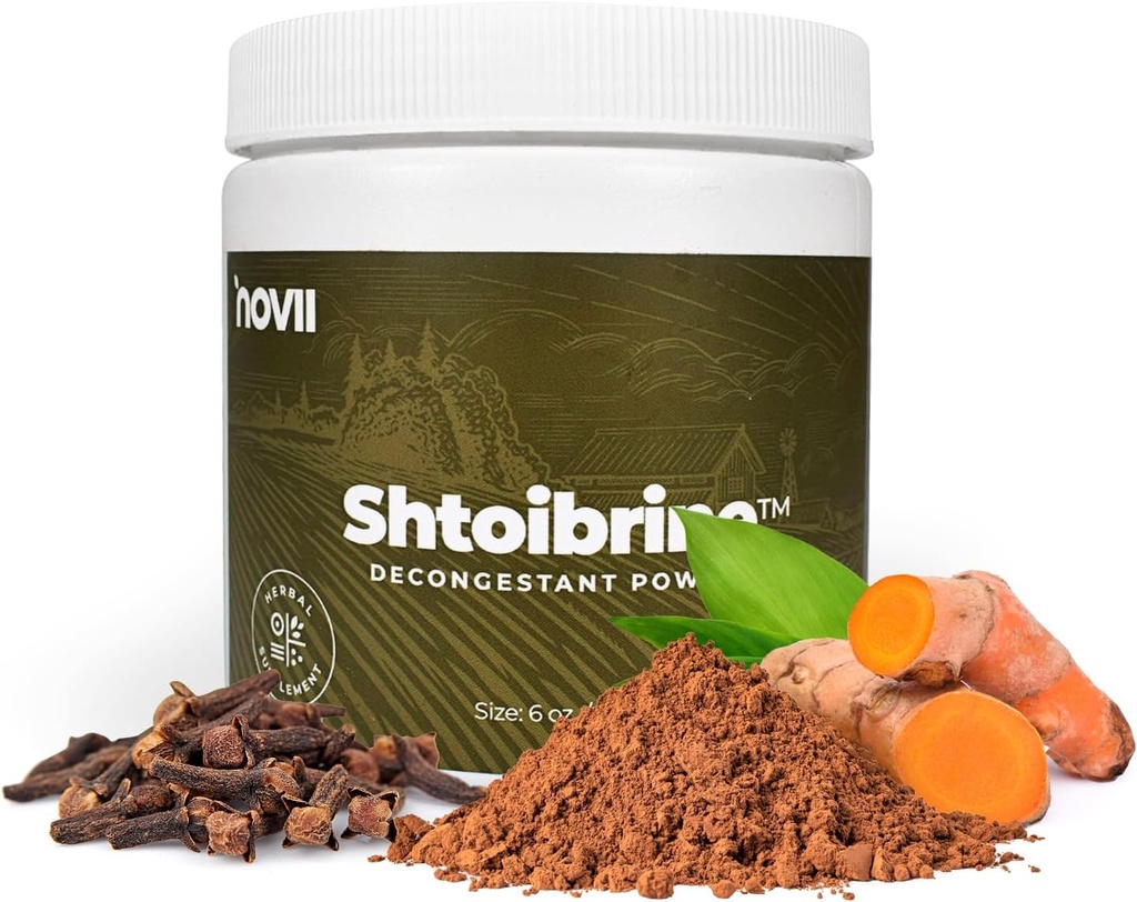 Novii Shtoibrine Descongestionante Pó para alívio do sinus - 100% Natural Herbal Sinus Descongestionante- Oral Natural Remedy para congestion & Mucus Relief- Kosher Certificado Decongestionante peito - 6 onças