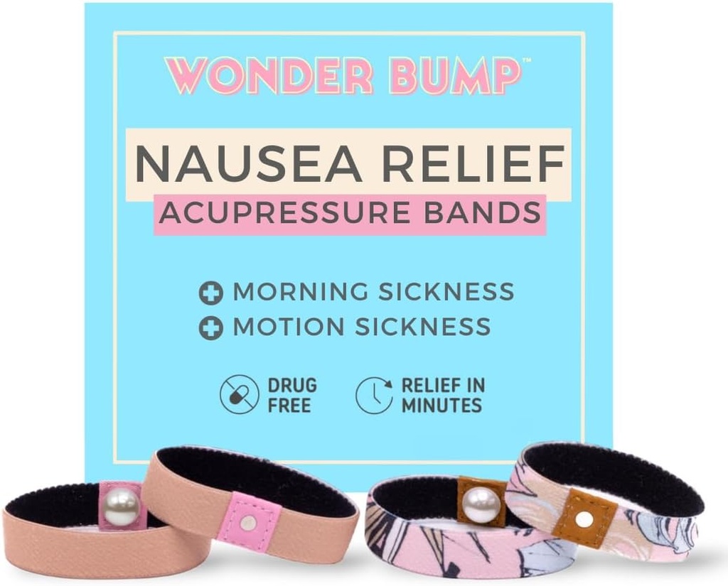 Faixas de alívio da doença matinal (Acupressure Anti Náusea Bands for Pregnancy Nausea Relief, First Trimester Pregnancy Essentials (2 Sets) (Médium)
