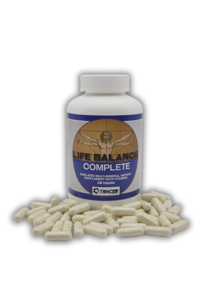 Equilíbrio de vida completo - Suplemento dietético multi-mineral quelatado com vitaminas - com real Aminoácido quelated Trace Minerals - Preencha as aberturas em sua nutrição - Made in the USA - 240 Cápsulas