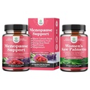 Pacote de suplementos de menopausa para suores noturnos, Hot Flashes & Mood Swings com Dong Quai, Chaste Berry & Black Cohosh Root e Saw Palmetto para mulheres 500mg DHT Blocker com Maca Root & Biotin