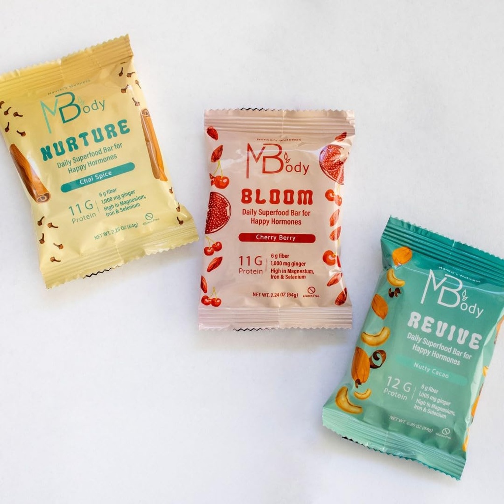 Happy Hormone Bars l Protein Cycle Syncing Bares with Organic Ginger l Promove o equilíbrio de hormônios l Suporta a fertilidade, qualidade do ovo, PMS & Sperm Health (28 pacote, Cycle Sync Stack (5 chai especiaria, 9 cerejas, 14 nozes cacau))