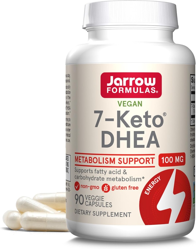 Jarrow Fórmulas 7-Keto DHEA 100 mg - Até 90 Servings (Veggie Caps) Suplemento dietético - Suporte ao metabolismo carboidratado - Não-GMO - Gluten Free - Vegan