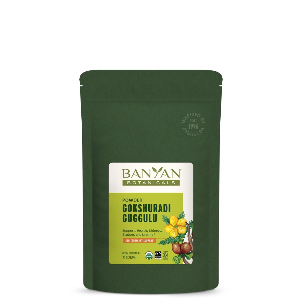 Banyan Botânicos Gokshuradi Guggulu Pó – Suplemento Ayurvédico Orgânico com Guggulu & Gokshura – para Trato Urinário Saudável e Suporte Rim* – 3,5 oz – Não-GMO Fonte sustentável Vegan