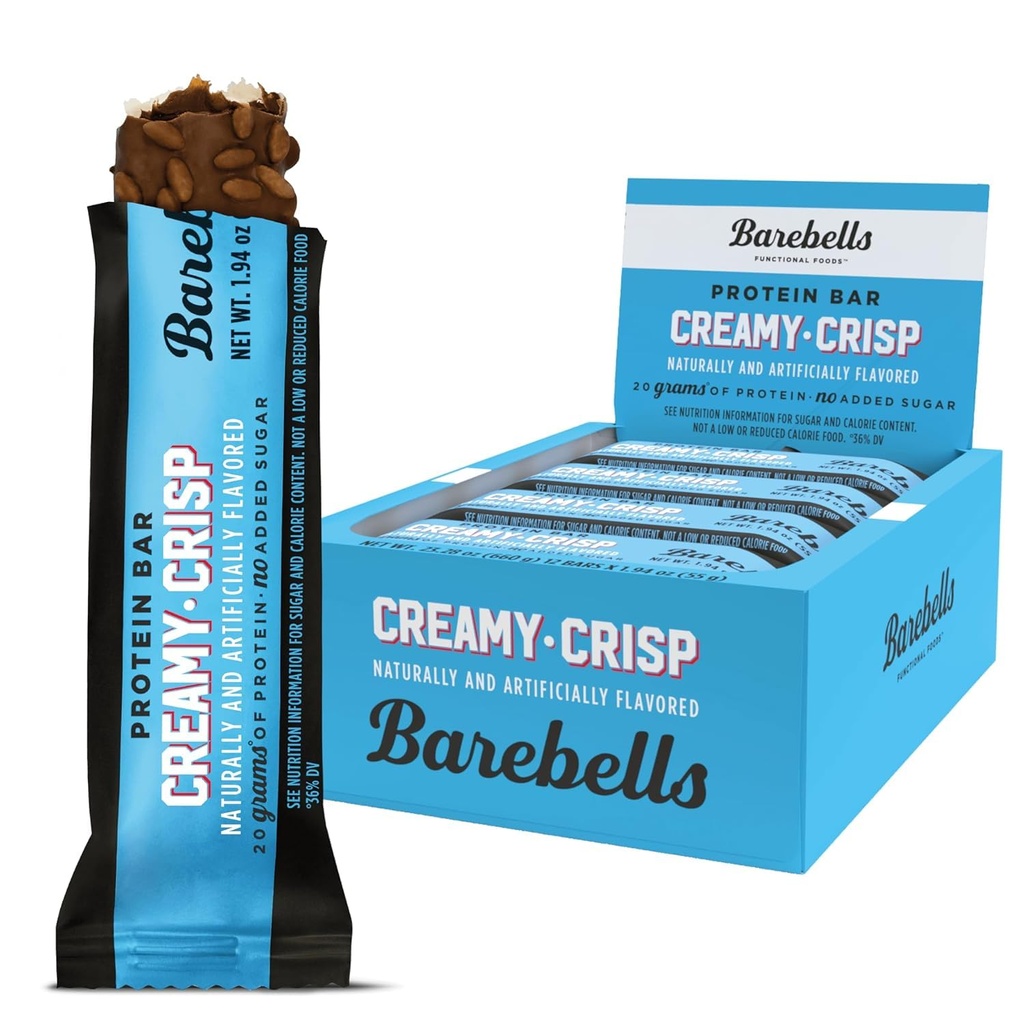 Barrinhas de proteína Barrinhas Creme Crisp - 12 Count, 20g Alta Protein Treats - Chocolate Nutrition Bar com 1g Total de Açúcares - Café da manhã on-the-go ou pós-treino
