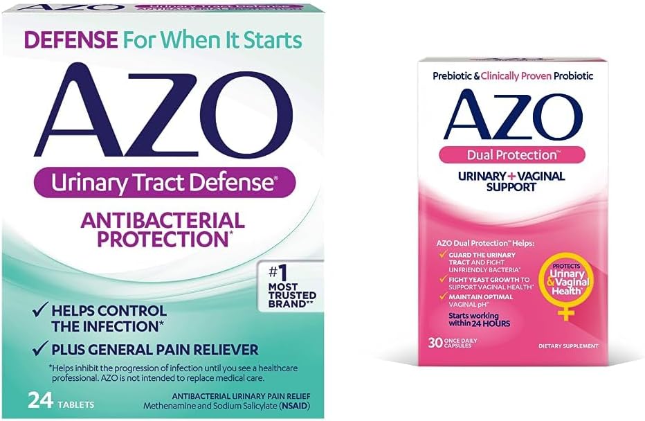 AZO Urinary Tract Defense Antibacteriana Protection, Ajuda a controlar uma ITU até que você pode ver um médico 24 Conde + dupla proteção, Urinário + Suporte vaginal *, Prebiótico Plus Probiótico, 30 Conde