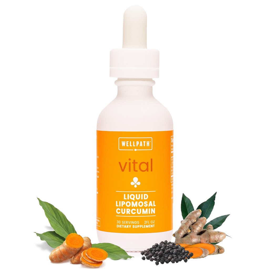 WellPath Liposomal Curcumin Supplement (Suplemento de Curcumina Lipossômico) líquido Turmeric Drops with Black Pepper Extract (Extrato de Pimenta Negra)