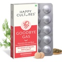 Culturas felizes Adeus Gás, Mastigáveis cápsulas de alívio de gás para saúde digestiva, inchaço e indigestão com Simethicone 50mg - 30 Mastigables