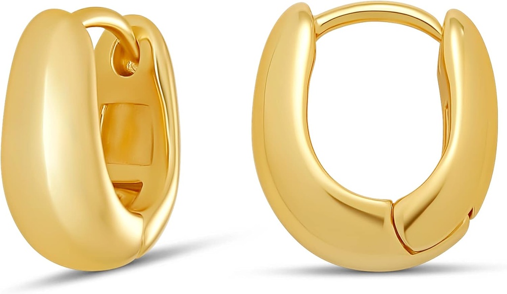 Essenciais 14K ouro ou prata esterlina banhado Teardrop Huggie Hoop 12mm