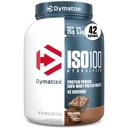 Dymatize ISO100 Whey Protein Powder Isolate, Fudge Brownie, 25g de proteína, 3 Libra, 5,5g BCAAs, Menos de 120 Cal., Gluten Free, 1g de gordura, 1g de açúcar, 2g de carboidratos (42 Servings)