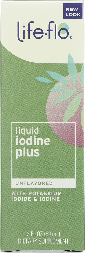 Life Flo Iodo Líquido sem sabor Plus com Iodo e Iodeto de Potássio, Orgânico, 2 Onça (Pacote de 1)