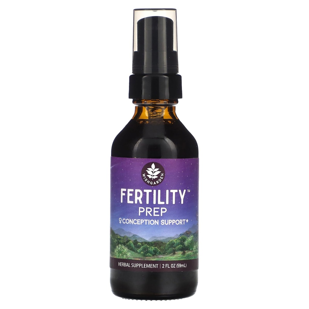 WishGarden Herbs Fertility Prep - Suplemento de ervas de fertilidade natural com Vitex, Red Maca & Folha de framboesa, Suporta equilíbrio saudável Hormônio para as mulheres, Saúde uterina ideal e concepção, 2 onças
