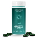 Iwi Omega-3, 30 Softgels (30 Servings), Vegan planta-baseada Algae Omega 3 com EPA + DHA, Suporte de corpo inteiro Suplemento dietético, Krill & óleo de peixe alternativa, Sem sabor de peixe