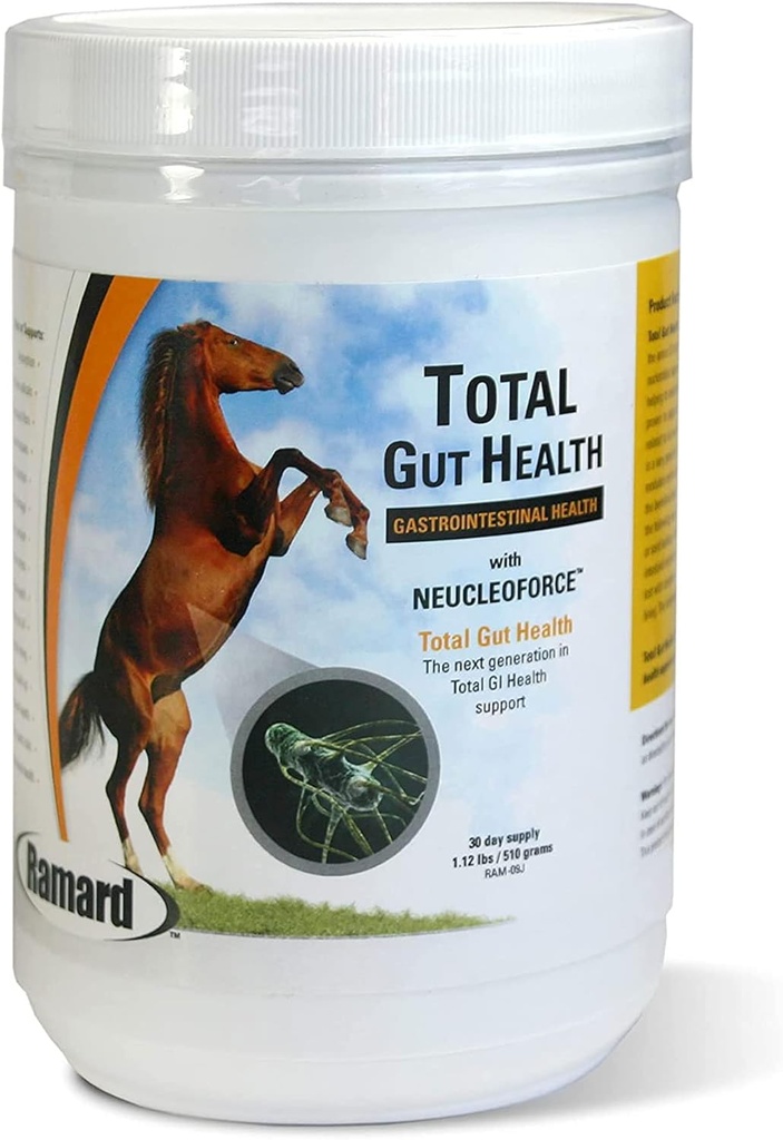 Ramard Total Gut Health Equine Digestive Support - Equine Gut Health Supplement Probióticos para Cavalos, Vitaminas Saudáveis Gut, Alívio gástrico, Saúde Digestiva Óptima para Cavalos 1,12lb, 30 dias de fornecimento