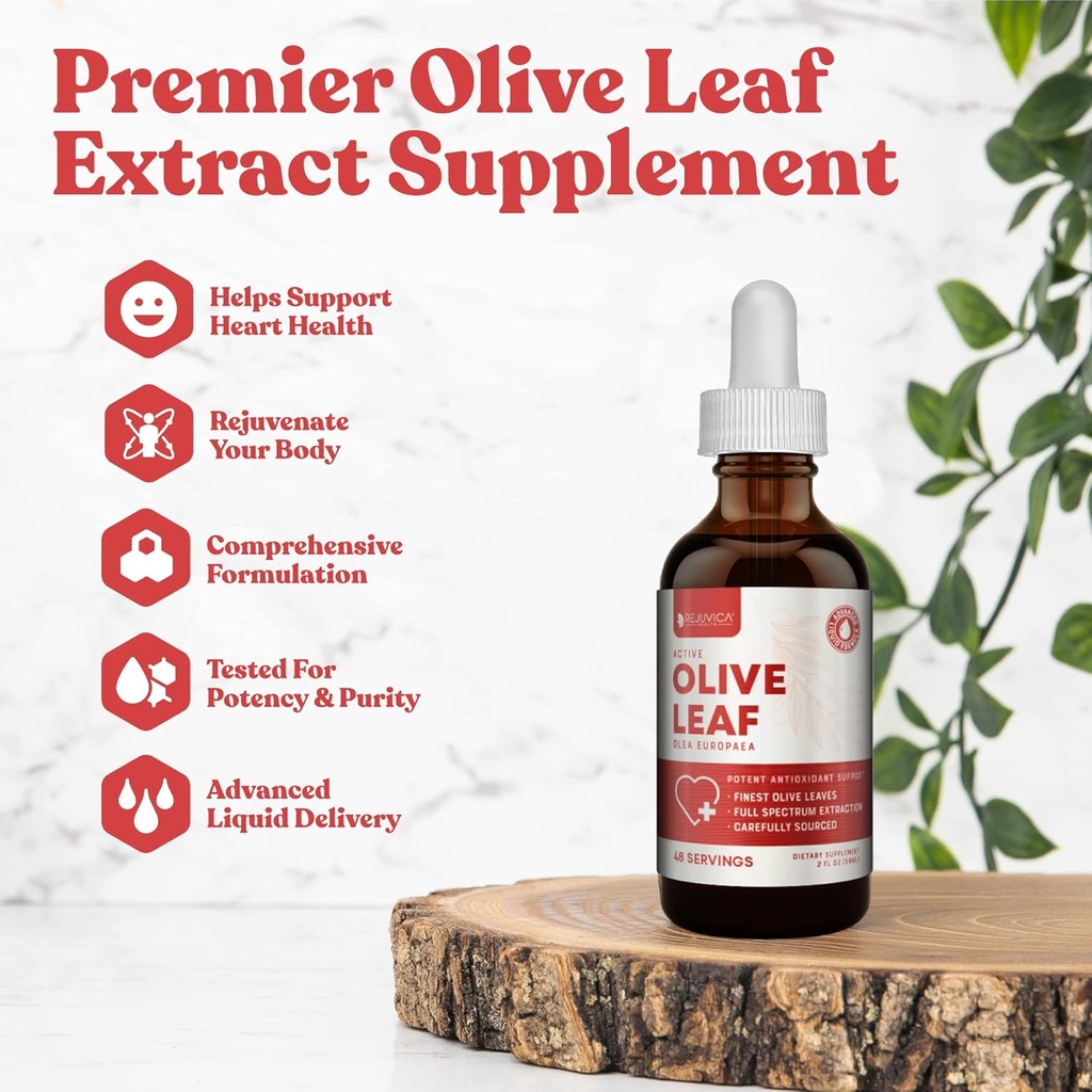 Rejuvica Ativo Extrato de Folha de Oliva Naturalmente Ocorrendo gotas líquidas de Oleuropein para Imune & Heart Support