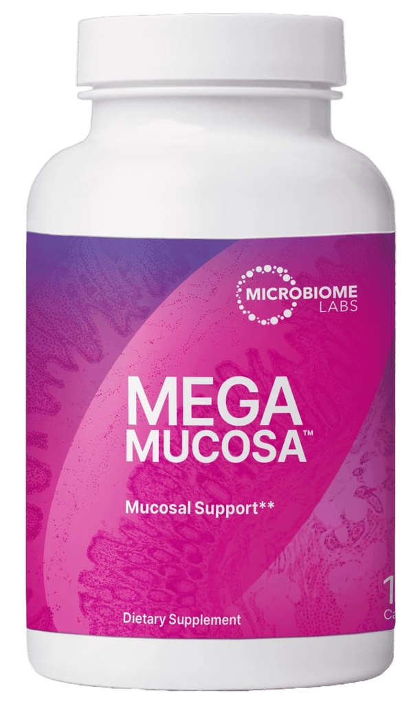 Microbiome Labs MegaMucosa - Suplemento de Aminoácidos com Imunoglobulinas Livres de Leite - Gut Health + Imune Support for Women & Men - for Complete Mucosal Support (180 Cápsulas)