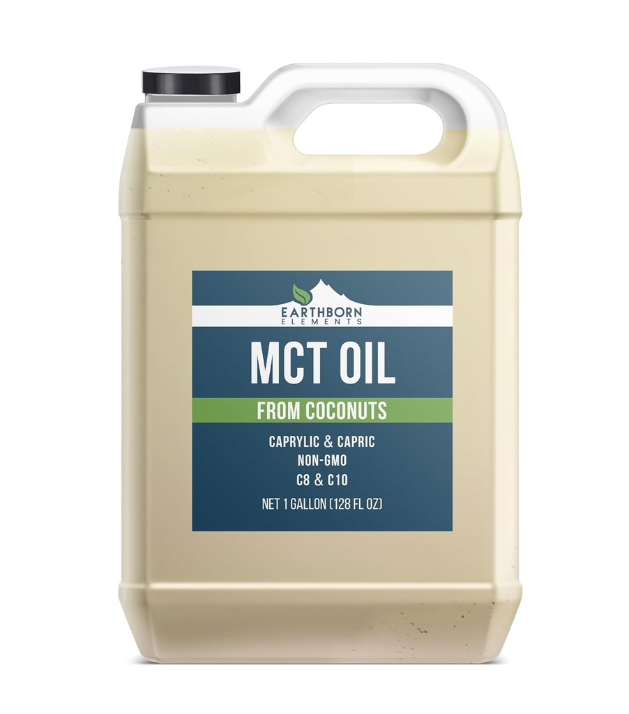 Elementos nascidos na Terra MCT Oil 1 Galão, Puro e Undiluted, Óleo de coco, Triglicerídeo Caprílico