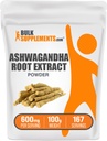 BulkSupplements.com Ashwagandha extrato de raiz em pó - Suplemento Ashwagandha, Suplemento de ervas - Vegan & Gluten Grátis, 600mg por serviço, 100g (3,5 oz) (Pack of 1)
