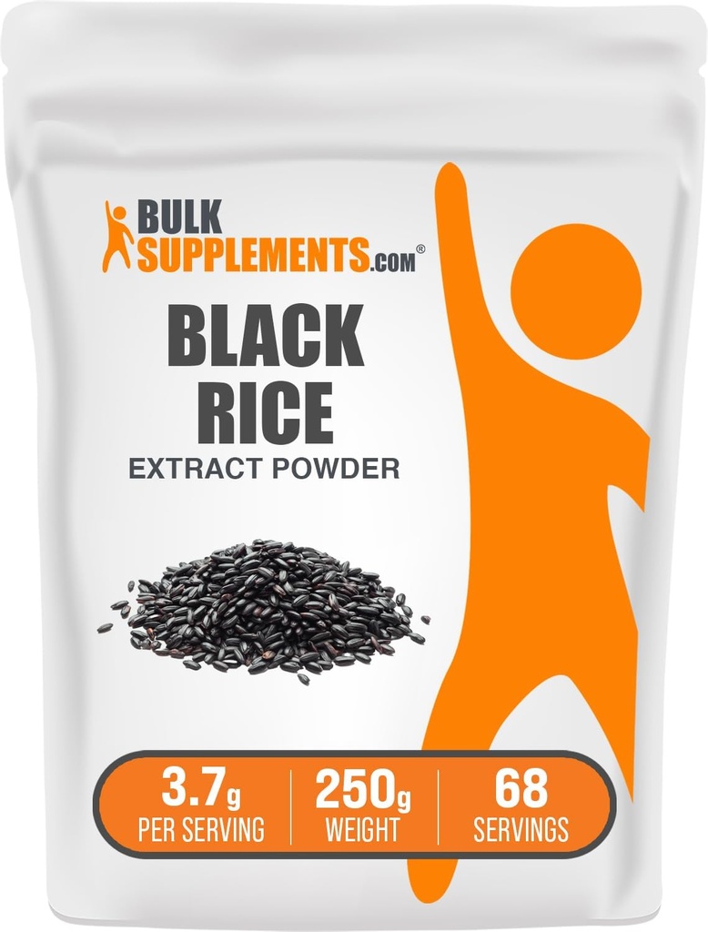 BulkSuplements.com Extrato de Arroz Preto Pó - Pó de Arroz Preto, Suplemento sem glúten - Sem sabor, 3.7g por serviço, 250g (8.8 oz) (Pack of 1)