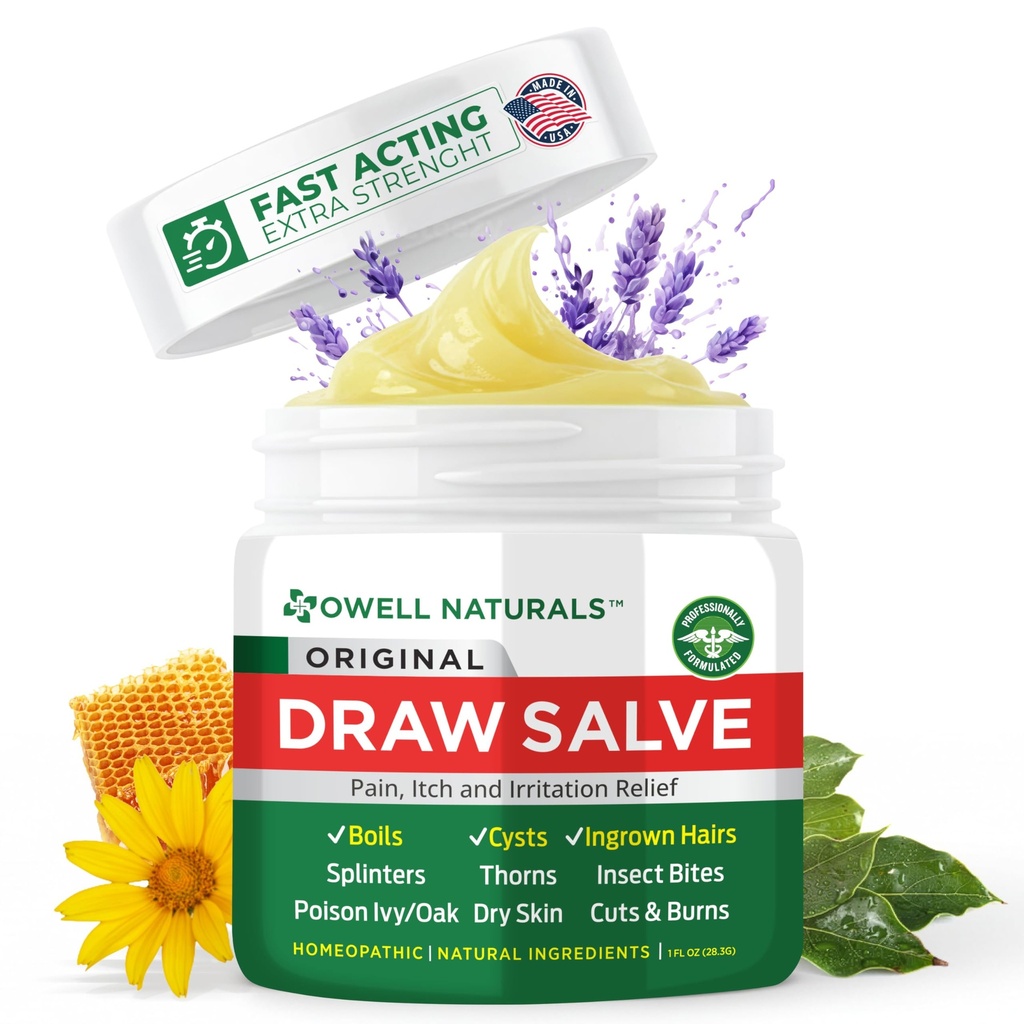 OWELL Naturals desenho pomada de pomada para caldeira & remoção de cisto, cabelo encravado profundo, removedor de fragmentos, mordidas de aranha de inseto, picada de abelha, coceira de mosquito, hera venenosa