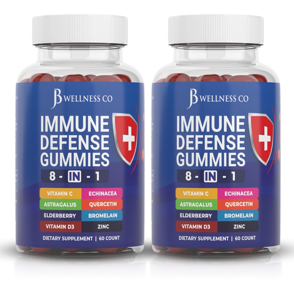 8 em 1 chicletes de reforço de defesa imune com raiz de Astragalus, vitamina C e zinco, vitamina D3, Elderberry e Quercetin (2 embalagem)