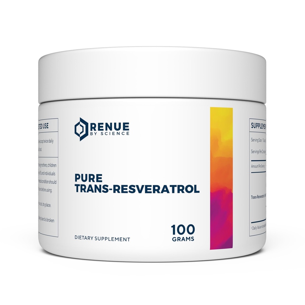 Renue by Science Resveratrol □ Suplemento Resveratrol de alta resistência □ 100g Trans Resveratrol Pó □ Reservatrol 200 dias de fornecimento □ Não-GMO & Alergénio Livre □ Fabricado nos EUA Terceiro partido testado