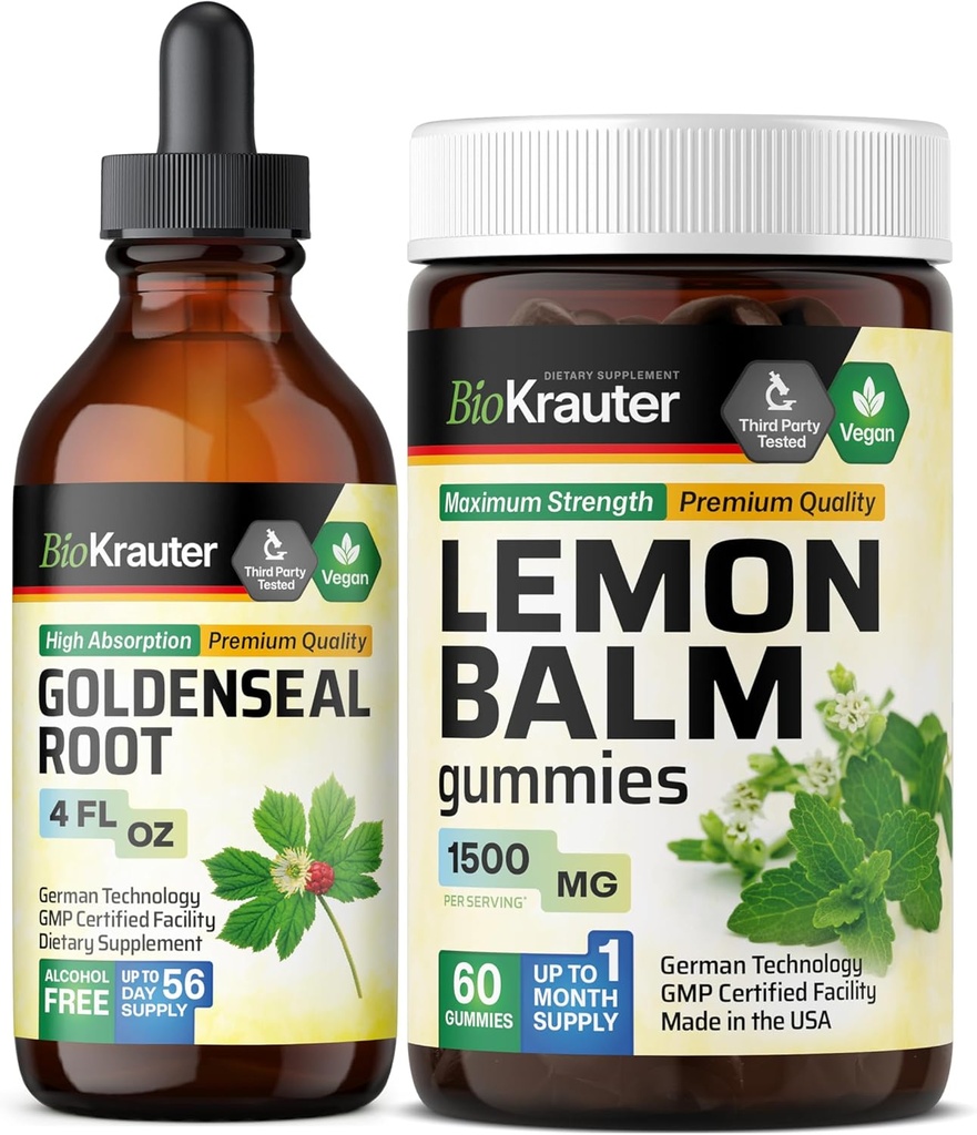 BIO KRAUTER Goldenseal Tintura 4 Fl. Oz. & Limão Balm 60 chicletes