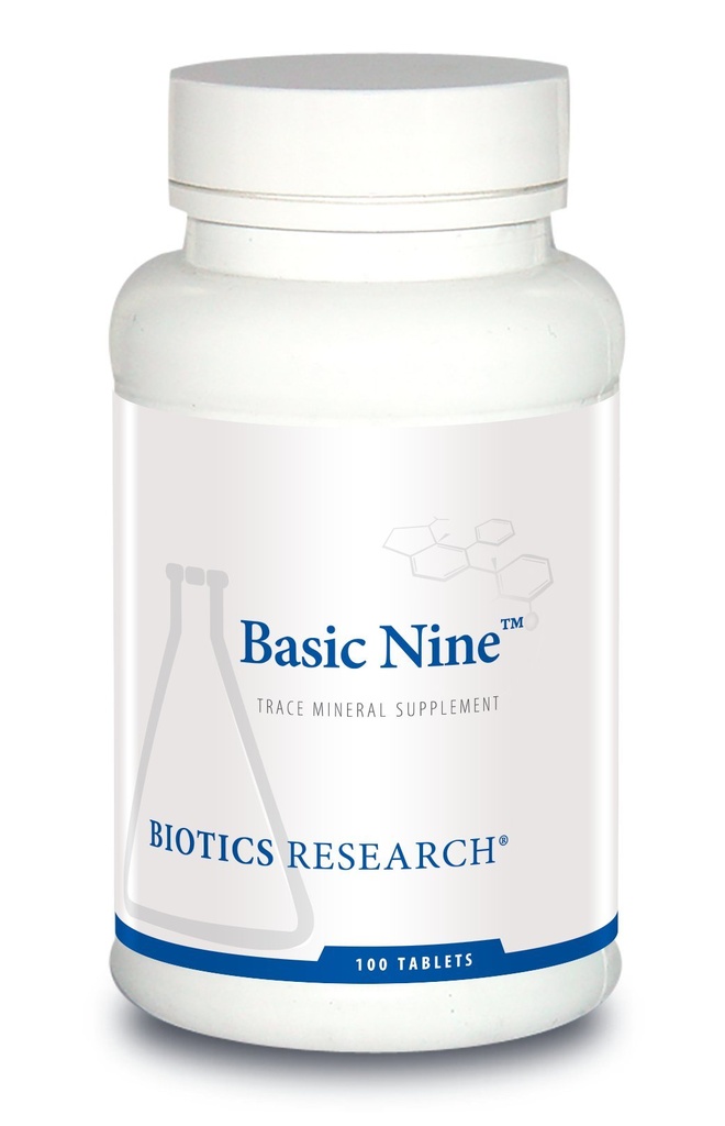 Biotics Research Básico Nove alimentos inteiros fonte Raros vestígios minerais, Fitoquímica limitada, inclui antioxidantes SOD e catalase, 100 comprimidos
