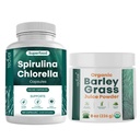 Chaveli Spirulina chlorela Cápsulas e Cevada Juice Powder Bundle