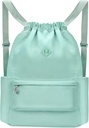 Backpack Drawstring com Molhado Pocket Gym Backpack Resistente à água Cinch String Bag Beach Nade para mulheres homens