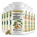 GreeNatr Ginko Biloba & Panax Ginseng Supplement - Red Ginseng Brain Supplement for Memory and Focus - Ginkgo Biloba Supplements for Good Vision, Immune System and Immune Immped Blood Flow - 12 Garrafas