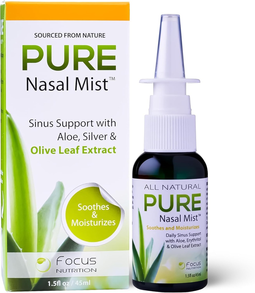 1.5oz .Sinus Alívio Pulverizador nasal ..Acalme e Hidrate seu nariz ..Silver Spray nasal com Aloe, Erytritol, e Extrato de Folha de Olive