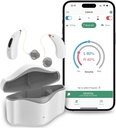 Aparelhos auditivos para idosos Recarregáveis, RIC 16 Channel Hearing Aid com Bluetooth para adultos, Aparelhos auditivos Sênior com cancelamento de ruído inteligente, Dispositivo Digital Hearing Aid com controle APP, Branco