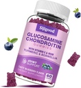 Glucosamina Condroitin Gummies, Força extra Glucosamina Condroitin HSH com Elderberry & Turmeric, Saúde Conjunta, Flexibilidade, Antioxidante, Imune para Adultos - 60 Blueberry Flavored Gummies