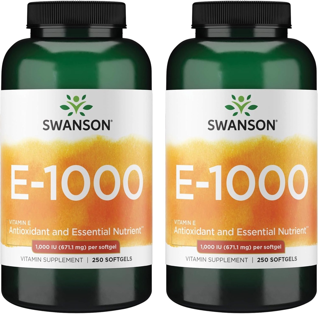 Swanson Natural Vitamina E 1000 Iu (671,10 miligramas) 250 Sgels (2 embalagem)