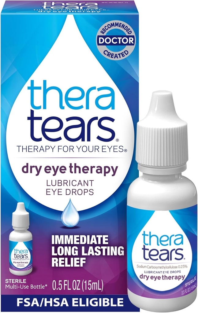 TheraTears Dry Eye Therapy Colírio para olhos secos, 0,5 Fl Oz