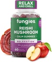 Fungies Chicletes de Cogumelo Reishi, Delicious Apple Flavor - Cogumelo Suplemento de ervas Gummy para adultos Suporta Saúde Imune, Relaxação e Envelhecimento Saudável - Pastilhas calmantes para dormir - 60 Servings