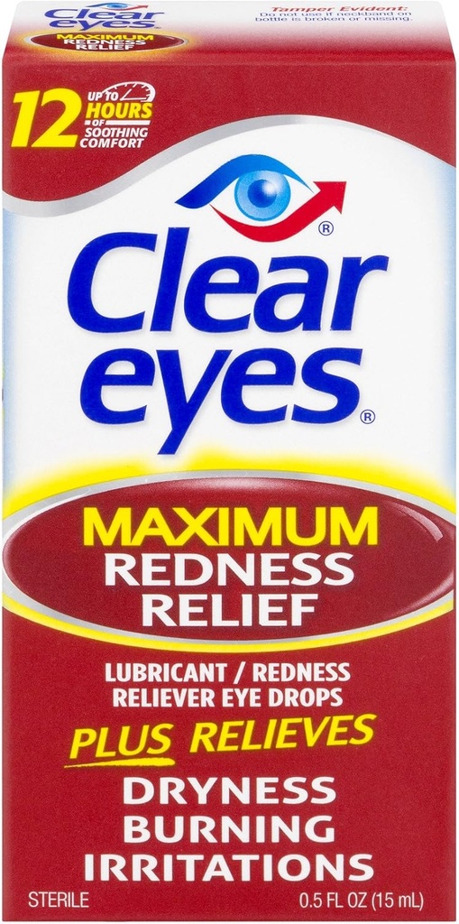 Olhos límpidos Relívio máximo de vermelhidão gotas de olho 0,50 oz (Pacote de 3)