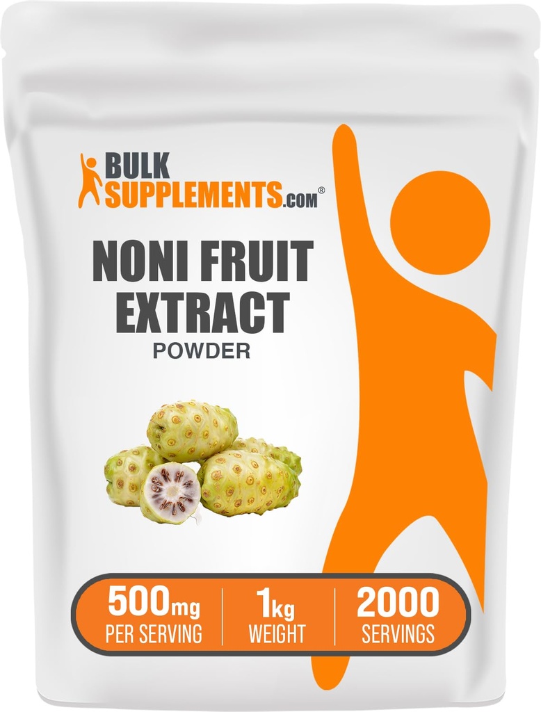 BulkSuplements.com Noni Fruit Extract Powder - Noni Fruit Supplement, Superfood Powder - Gluten Free, 500mg por serviço, 1kg (2,2 lbs) (Pack of 1)