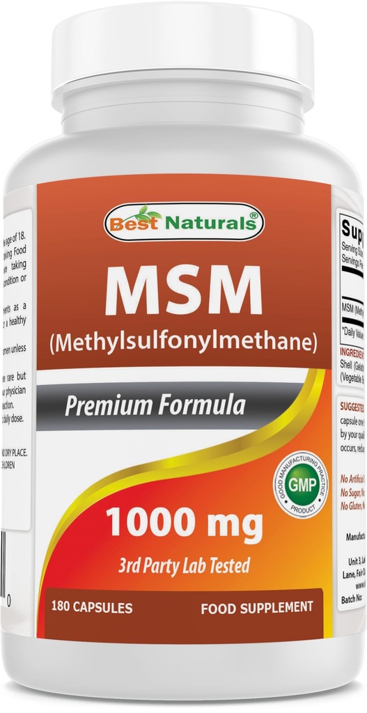 Melhores Natural MSM 1000 mg 180 Cápsulas