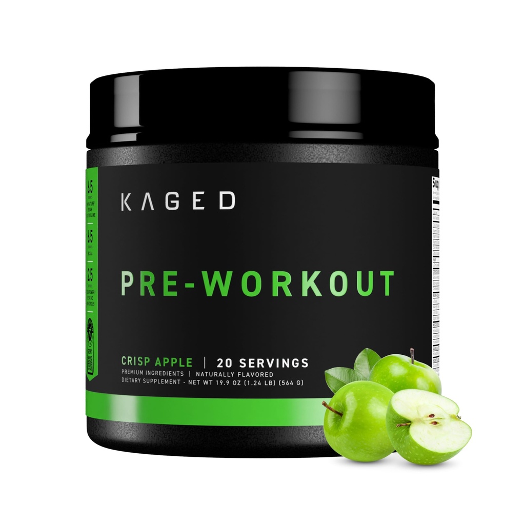 Kage original pré-treino em pó , Krisp maçã , pré-treinado , Formulado com Creatina, Beta Alanine, Cafeína pura , 20 Servings
