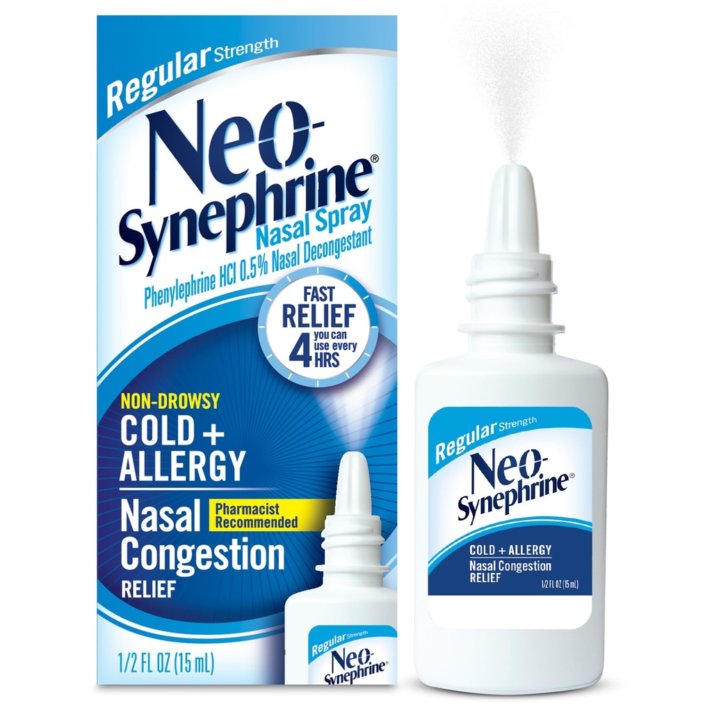 Neosynephrine Nasal Spray for Cold & Sinus Relief, Regular Strength, 0.5 Fl Oz