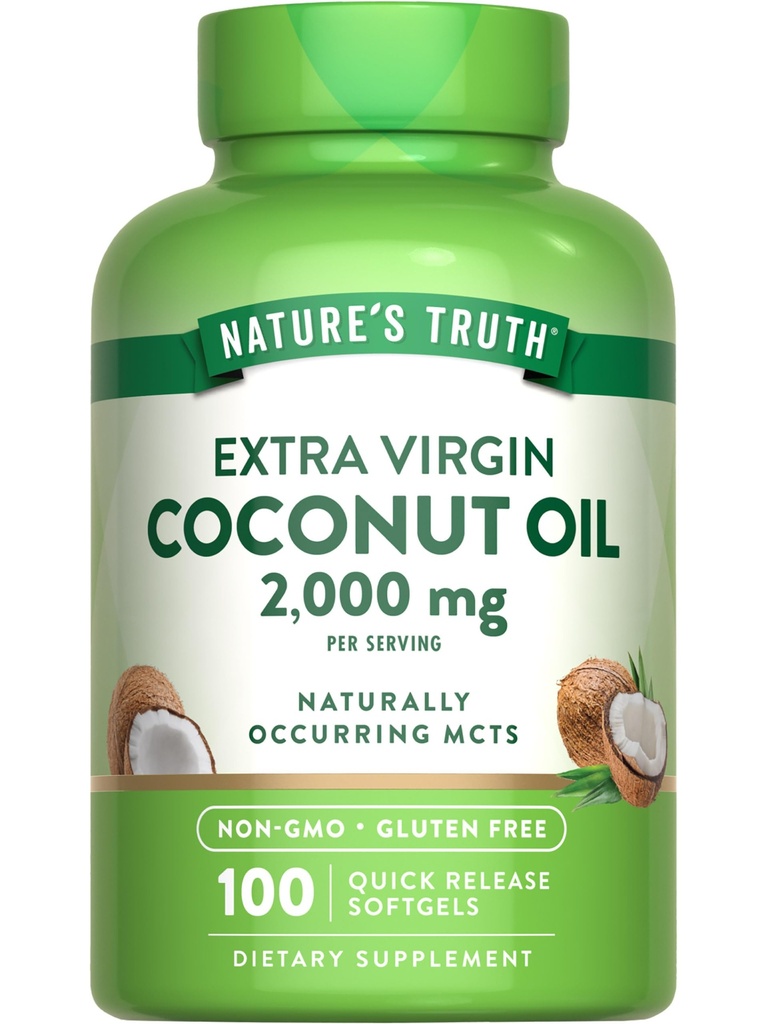 Nature's Truth Coconut Oil Supplement (Suplemento de óleo de coco) 100 Softgels (Ocorrência natural de MCTs)