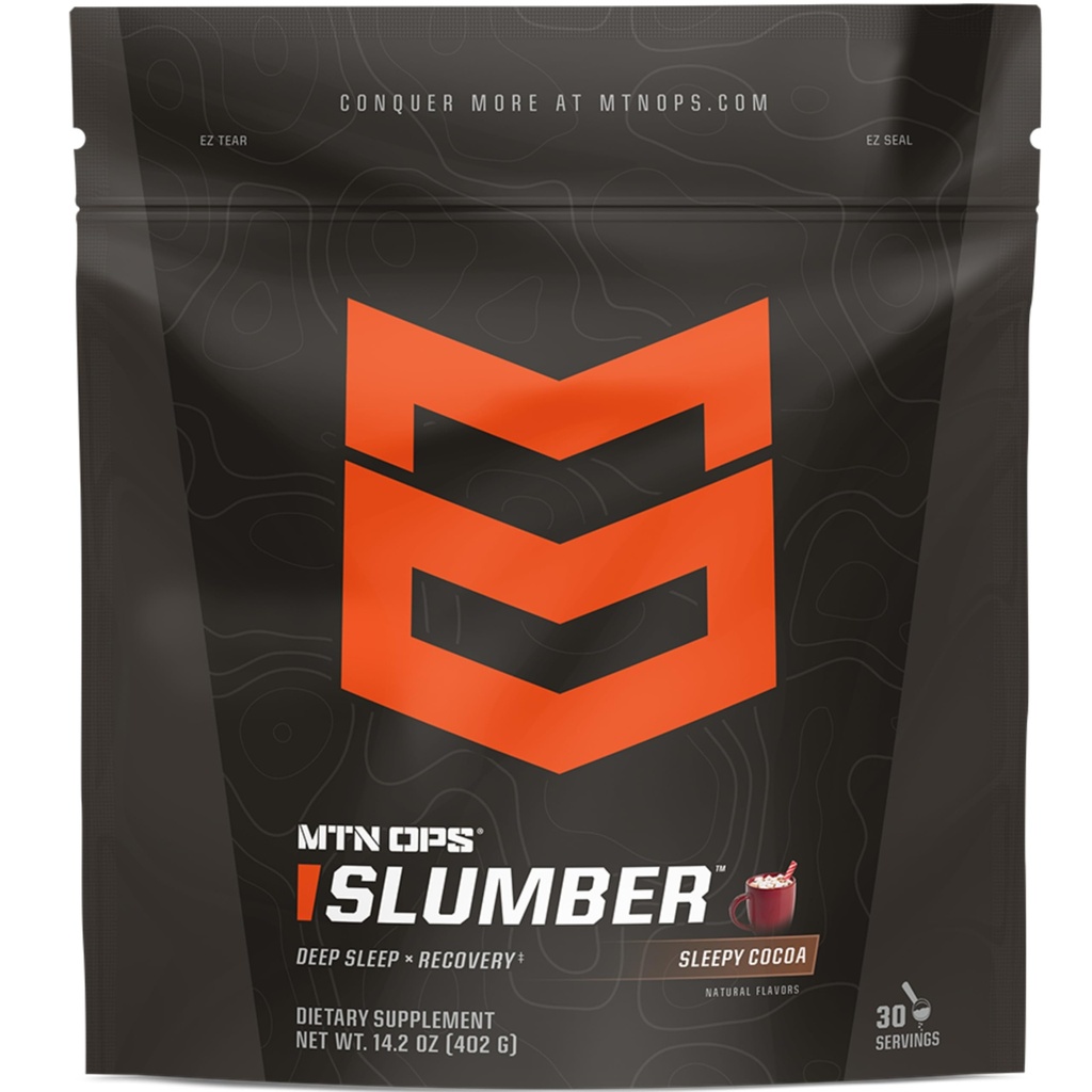 MTN OPS Slumber Sleep Aid para recuperação muscular e sono profundo, Sleepy Cocoa Sleep Support Powder Drink Mix, 30 Servings