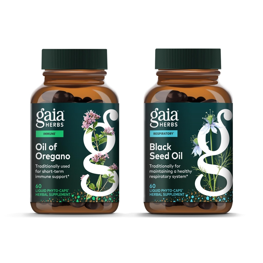 Gaia Herbs Óleo de Orégano - Imune e Antioxidante Suplemento de suporte - 60 Vegan líquido Phyto-Capsules & Black Seed Oil - Pulmão, Respiratório e Antioxidante Suporte - 60 Vegan líquido Phyto-Capsules (2
