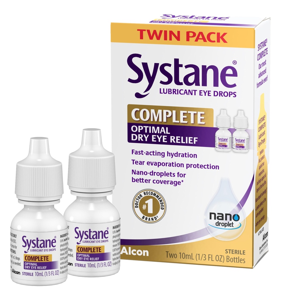 Systane Complete Lubrificant Eye Drops, 0,34 Fl Oz, Pacote Twin (Pacote de 2)