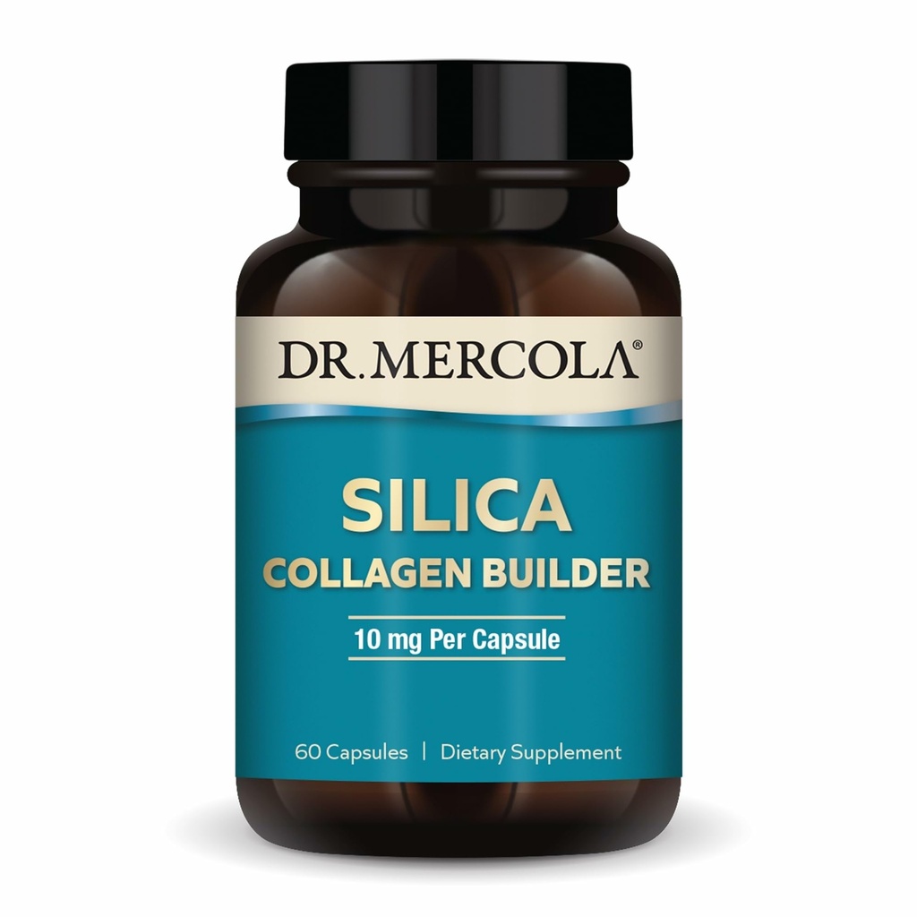 Dr. Mercola Silica Collagen Builder - Suplemento de Sílica baseada em plantas para apoiar a pele, cabelo, unhas e saúde óssea - Não-GMO, sem glúten e sem soja - 60 cápsulas (60 Servings)