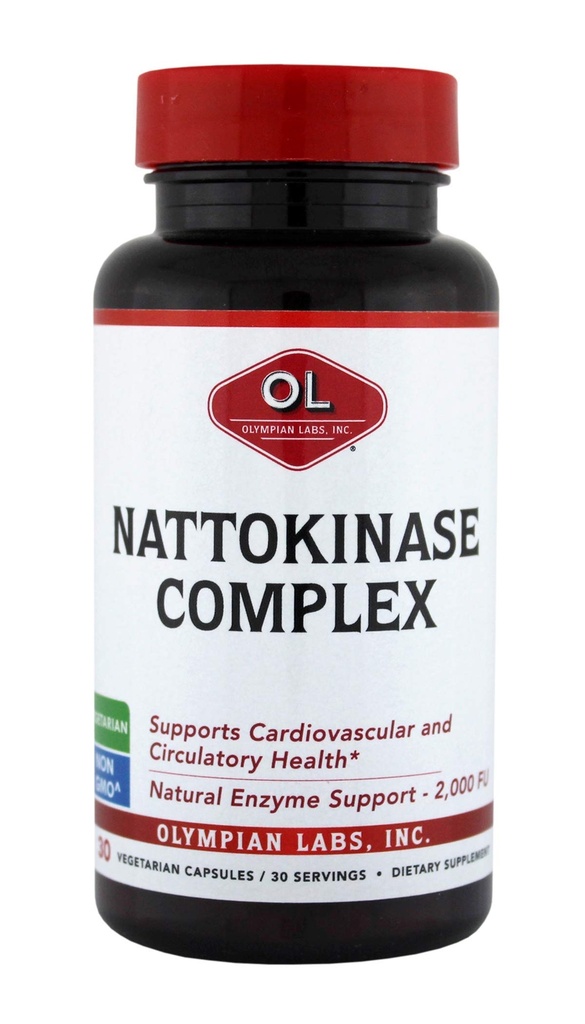 Complexo de Nattokinase de Laboratórios Olímpicos com Extrato de Sementes de Uva Suplementos Herbais, Apoio Superior à Saúde do Coração - 30 Cápsulas Diárias